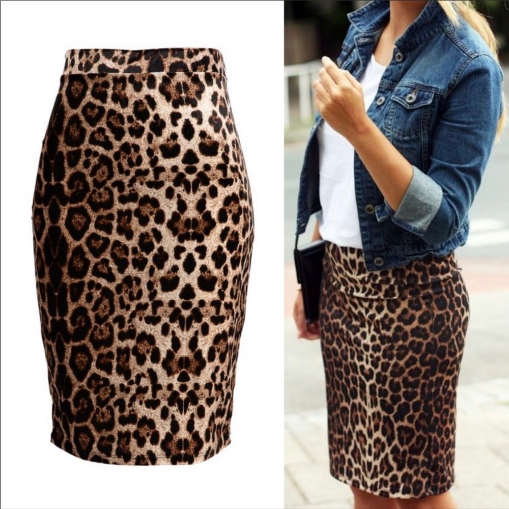 Trendy Leopard pencil skirt